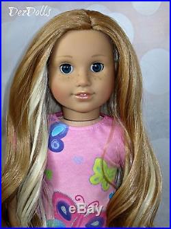 Ooak 18 American Girl Doll Custom Nellie Dark Blue Eyes Strawberry