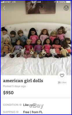 14 American Girl Dolls, 6 pets, and more