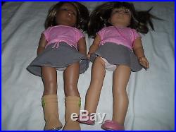 2 American girl dolls short and long brown hair brown eyes