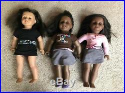 3 American Girl Dolls 2 African American PLUS trundle bed clothes shoes extras