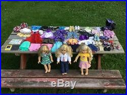 3 American Girl Dolls And Many Accessories Huge Lot Of American Gril