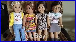 4 american girl dolls. And a 4 doll bunkbed wood hand made bunkbed and clothes