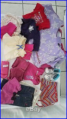 4 american girl dolls. And a 4 doll bunkbed wood hand made bunkbed and clothes
