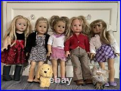 5 american girl dolls used