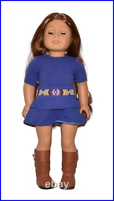 AMERICAN GIRL 2012 Saige 18 Doll Auburn Hair Blue Eyes Dress & Boots