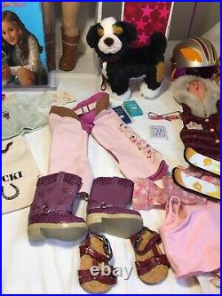 AMERICAN GIRL Doll NICKI Plus Outfits, Dog, Accessories EUC