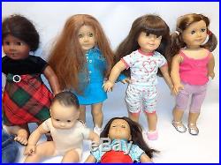 American Girl Lot Of 9 Dolls & Two Bitty Babies + Backpack