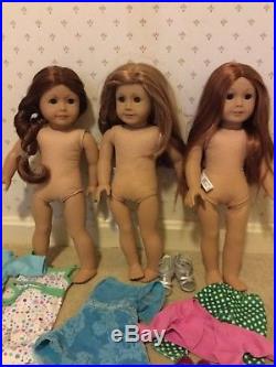 AMERICAN GIRL lot 3 dolls Saige Mia + Truly Me #61 + clothes red hair USED