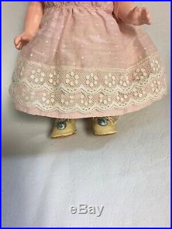 Adorable AM 323 8Googly With Original Pink Silk Dress And Hat With Pink Plumes