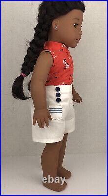 American Girl 18 Doll Nanea Mitchell with Book & Hula Items Used
