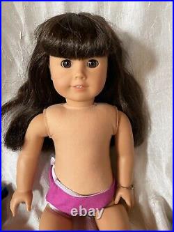 American Girl 18 Look like Me doll, brown hair, eyes with 4 outfits