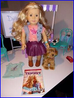 American Girl 18 inch Tenney Grant With Dog Harley, Book & Rare Concert Tee