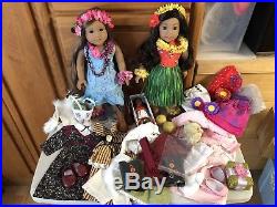 American Girl 2 Doll 18 Lot Hawaiian Retired Kanani & Nanea + Many Clothes