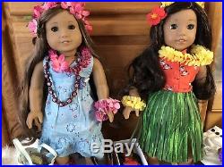 American Girl 2 Doll 18 Lot Hawaiian Retired Kanani & Nanea + Many Clothes