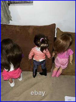 American Girl 3 Dolls 2 -Brown Hair & Eyes 1-Red Hair & Green Eyes