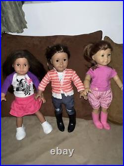 American Girl 3 Dolls 2 -Brown Hair & Eyes 1-Red Hair & Green Eyes