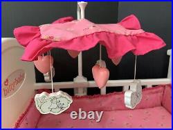 American Girl Bitty Baby Crib With Working Mobile & Bedding Complete EUC RETIRED
