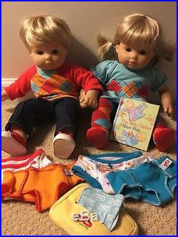 American Girl Bitty Baby Twins Boy & Girl + Clothing Lot Excellent Condition