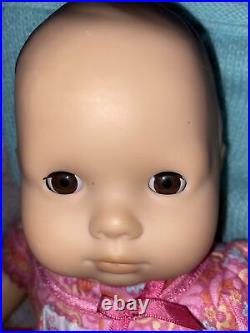 American Girl Bitty Baby brunette brown eye doll w Clothes Carrier Book Lot 2011