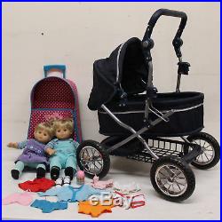 American Girl, Bitty Twins Blonde with Clothes and Pottery Barn Stroller! , witho bo