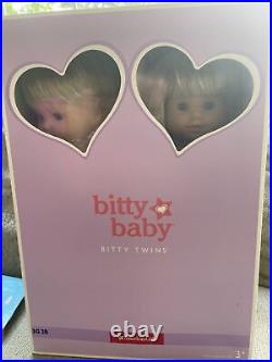 American Girl Bitty Twins Dolls Boy Girl Blonde Hair Set Retired In Box