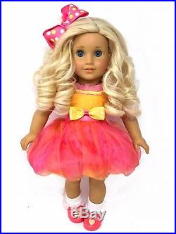 American Girl Carlee OOAK Custom Doll Curly Blonde Hair Blue Eye Pink Dress
