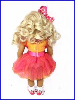 American Girl Carlee OOAK Custom Doll Curly Blonde Hair Blue Eye Pink Dress