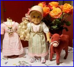 American Girl Caroline Doll Work Dress Calf Accessories Bonnet and Purse Lot