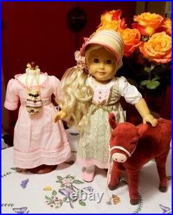 American Girl Caroline Doll Work Dress Calf Accessories Bonnet and Purse Lot