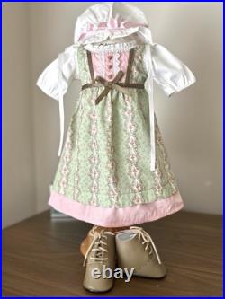 American Girl Caroline Work Dress, Boots and Mob Cap Excellent