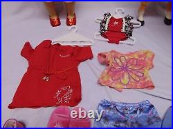 American Girl Doll 18 Boston with clothes jeans swimsuit shoes & blonde horse