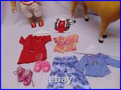 American Girl Doll 18 Boston with clothes jeans swimsuit shoes & blonde horse