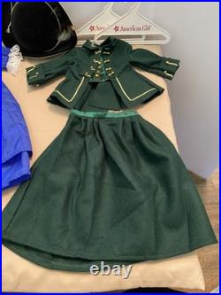 American Girl Doll 18 Felicity's Green Riding Outfit & Blue Party Dress