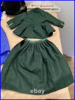 American Girl Doll 18 Felicity's Green Riding Outfit & Blue Party Dress