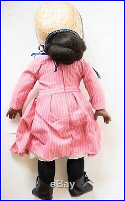 American Girl Doll Addy Classic Meet Outfit, Pink Striped Dress, Hat Pleasant