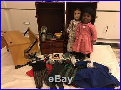 American Girl Doll Addy and Felicity with Desk Bench School Accessories and Box