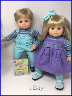 American Girl Doll Bitty Twins Blonde Hair Blue Eyes in Box with 6 Outfits EUC