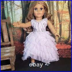 American Girl Doll Blonde Curly Hair Purple Eye Frosted Violet Holiday Gown OOAK