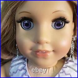 American Girl Doll Blonde Curly Hair Purple Eye Frosted Violet Holiday Gown OOAK