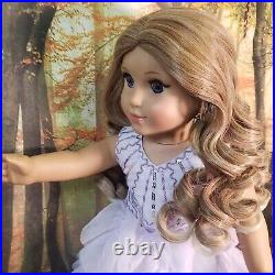 American Girl Doll Blonde Curly Hair Purple Eye Frosted Violet Holiday Gown OOAK