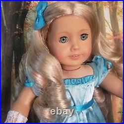 American Girl Doll Caroline Abbott Ice Blue Party Dress Blonde Curly Hair Refurb