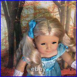 American Girl Doll Caroline Abbott Ice Blue Party Dress Blonde Curly Hair Refurb