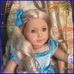 American Girl Doll Caroline Abbott Ice Blue Party Dress Blonde Curly Hair Refurb