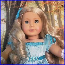 American Girl Doll Caroline Abbott Ice Blue Party Dress Blonde Curly Hair Refurb