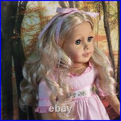 American Girl Doll Caroline Abbott Meet Dress Blonde Curly Hair Teal Eyes Refurb