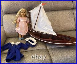 American Girl Doll Caroline Abbott With Sailboat And Accessories