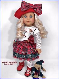 American Girl Doll Custom OOAK Christmas Holiday Curly Blonde Hair Blue Eyes