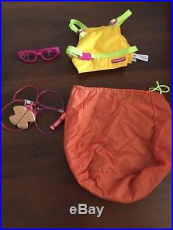 American Girl Doll Jess Lot doll 18in, kayak, accessories, and 3 outfits