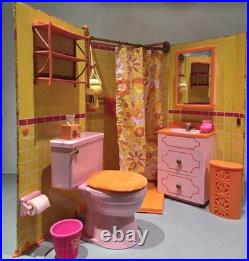 American Girl Doll Julie's Groovy Bathroom Set Accessories Shower Sink Toilet