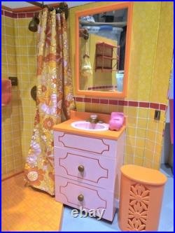 American Girl Doll Julie's Groovy Bathroom Set Accessories Shower Sink Toilet